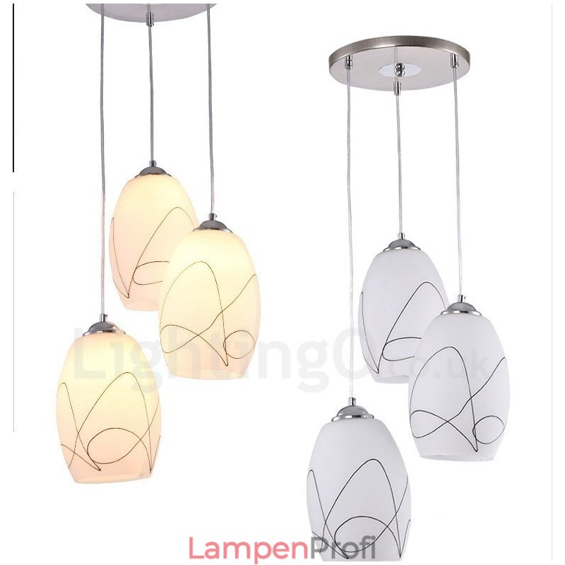 3-flammige, moderne, integrierte Pendelleuchte aus Metall