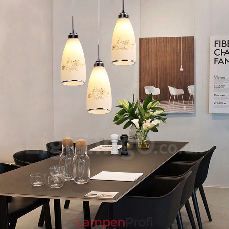3-flammige, moderne, integrierte Pendelleuchte aus Metall