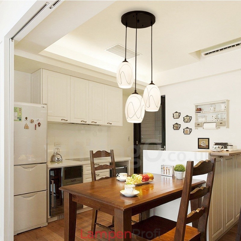 Rustikale, integrierte Metall-Pendelleuchte „Lodge“ mit 3 Lichtern