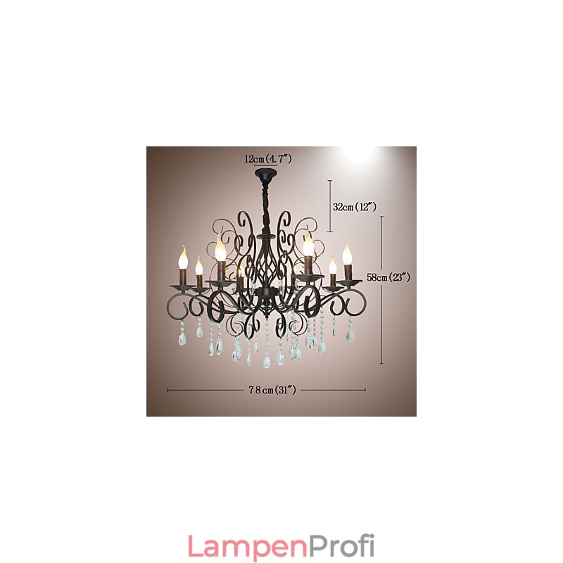 8 Kopf der europäischen Stil Kristall Lampe Metall Kronleuchter Beleuchtung