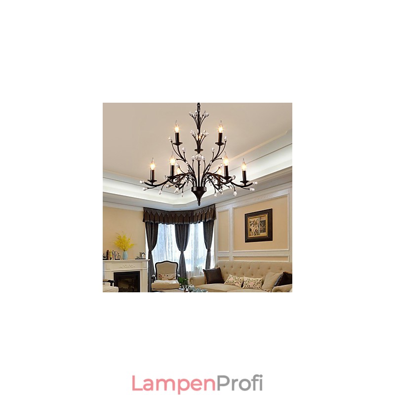 9 Lichter Kristall Kronleuchter Modern Zeitgenössisch Traditionell Klassisch Vintage Retro Country Malerei Feature