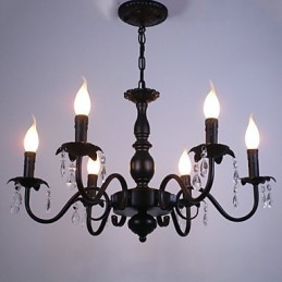 Kronleuchter im europäischen Stil, Kerze, Kristalllampe, einfache Eisenkunstlampe, dekorative Lampe