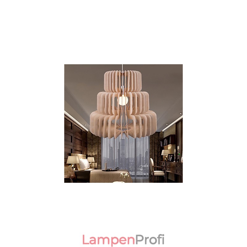 Vintage Dreischichtiger Kuchenholz-Kronleuchter