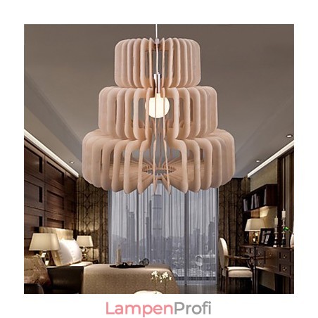 Vintage Dreischichtiger Kuchenholz-Kronleuchter