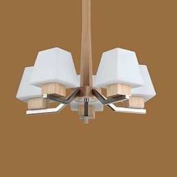 Modernes, zeitgenössisches galvanisiertes Merkmal für Kronleuchter aus Holz und Bambus