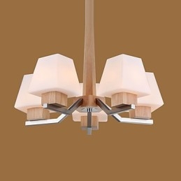 Modernes, zeitgenössisches galvanisiertes Merkmal für Kronleuchter aus Holz und Bambus