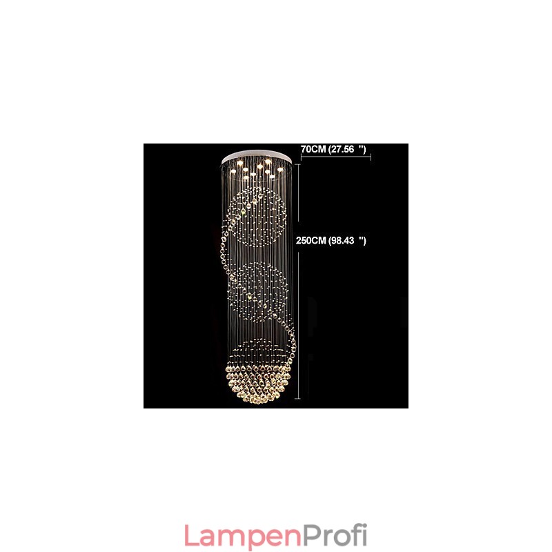 10 Lichter, 2,5 Meter Länge, langer Tropfen, Regentropfen, Teardrop, moderner Kristall-Deckenleuchter, Pendelleuchte für den Innenbereich