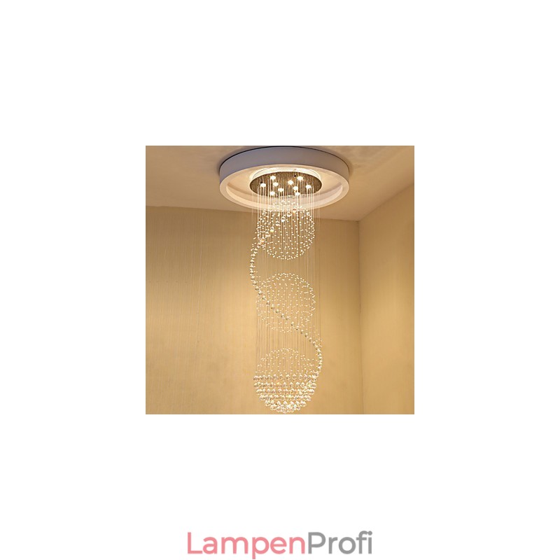 10 Lichter, 2,5 Meter Länge, langer Tropfen, Regentropfen, Teardrop, moderner Kristall-Deckenleuchter, Pendelleuchte für den Innenbereich