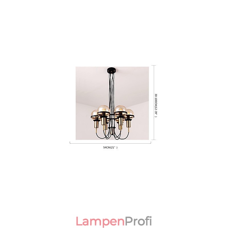 Personalisierter Kronleuchter mit 6 Lichtern und Glasschirm