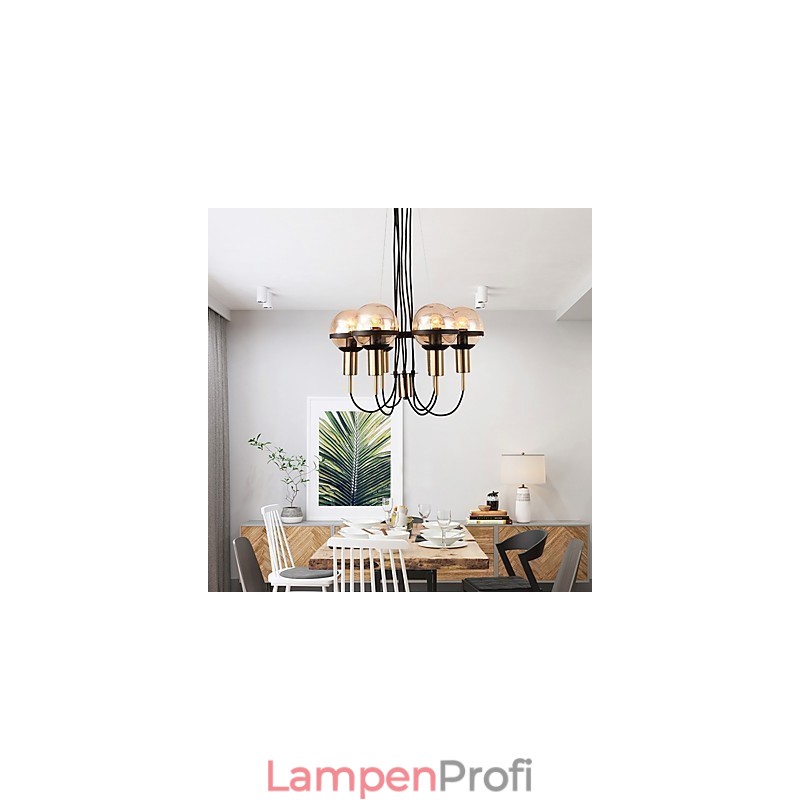 Personalisierter Kronleuchter mit 6 Lichtern und Glasschirm