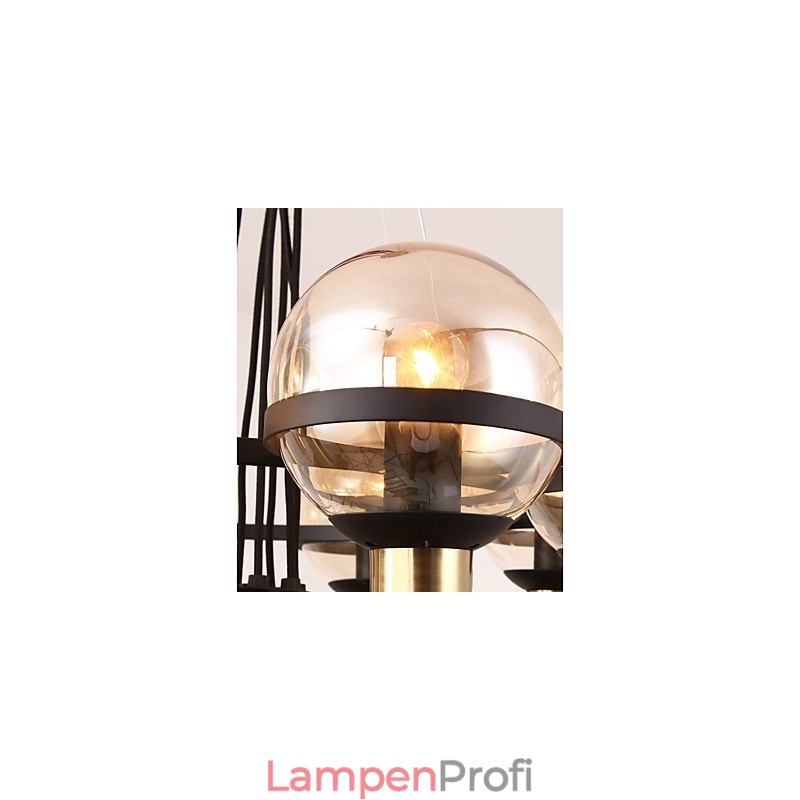 Personalisierter Kronleuchter mit 6 Lichtern und Glasschirm