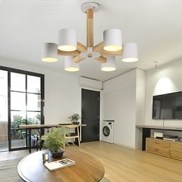 Kronleuchter mit 6 Lichtern, modern, zeitgenössisch, traditionell, klassisch, Vintage, Landhausstil, Holz-Funktion für Holz