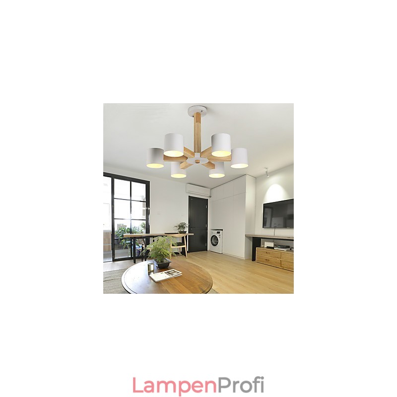 Kronleuchter mit 6 Lichtern, modern, zeitgenössisch, traditionell, klassisch, Vintage, Landhausstil, Holz-Funktion für Holz