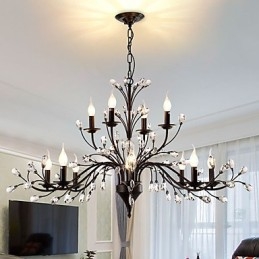 12 Lichter Kristall Kronleuchter Modern Zeitgenössisch Traditionell Klassisch Vintage Retro Country Malerei Feature