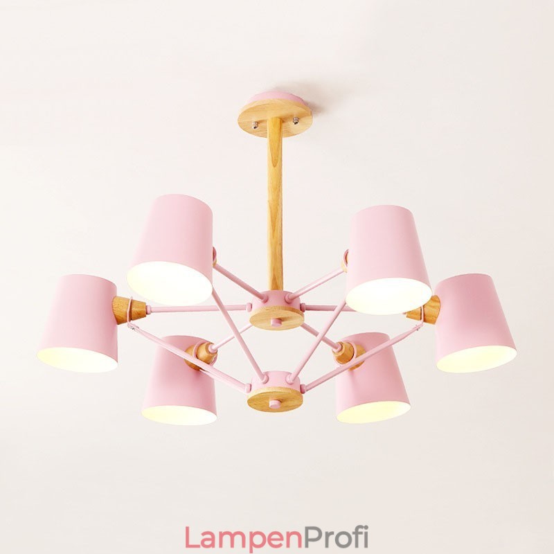 Mehrfarbiger Macaron-Holz-Kronleuchter mit Vintage-Malerei