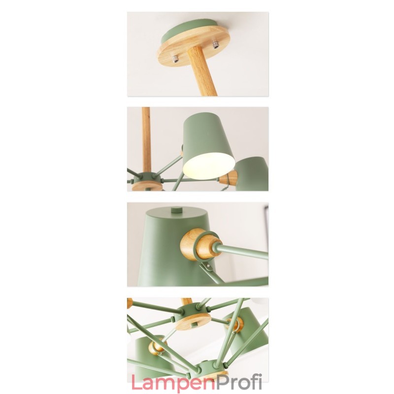 Mehrfarbiger Macaron-Holz-Kronleuchter mit Vintage-Malerei
