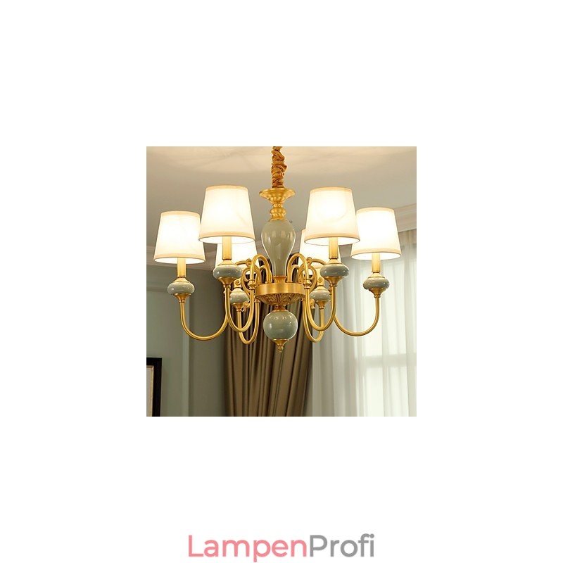 Kronleuchter, traditionell, klassisch, Landhausstil, Messing, Metall, 6 Glühbirnen