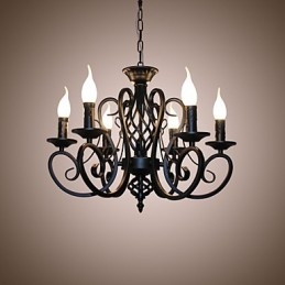 Kronleuchter im europäischen Stil, Esszimmerbeleuchtung, einfache Originalität, innovative Kerzen, 6 Lichter