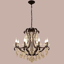 8 Lichter Kristall Kronleuchter Modern Zeitgenössisch Traditionell Klassisch Rustikal Lodge Vintage Retro Laterne Trommel Land Malerei