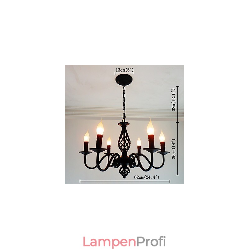 Künstlerisch schick und modern, andere Funktionen für Kerzenstil, Metall, für den Innenbereich, 6 Glühbirnen, Kronleuchter