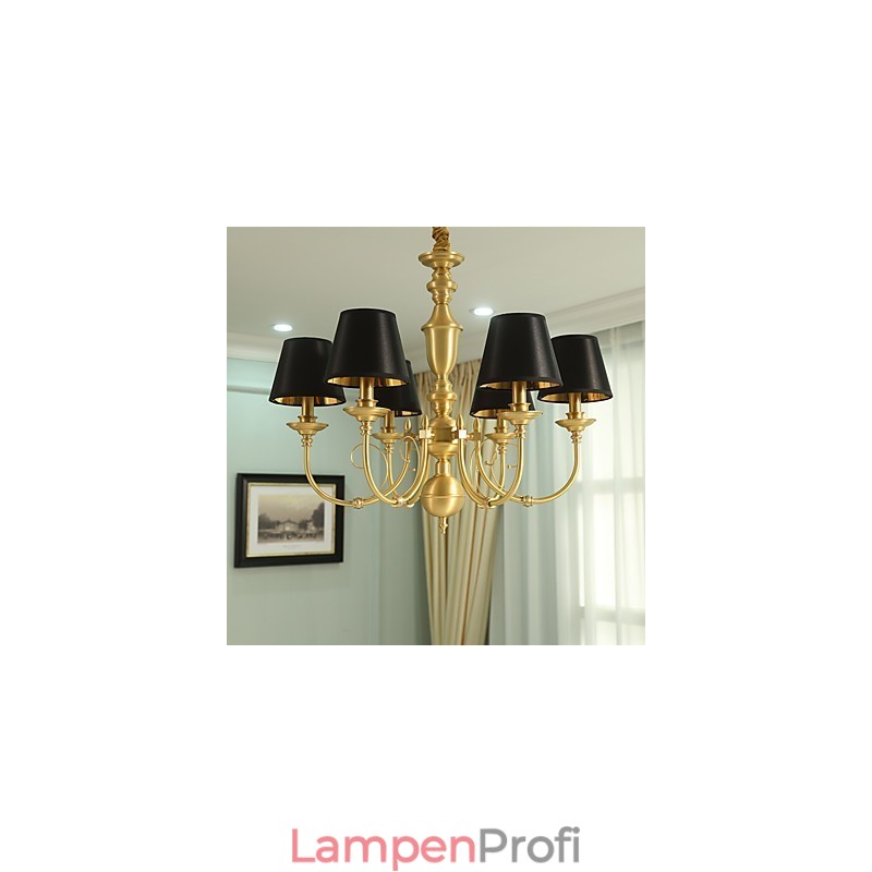 Kronleuchter, traditionell, klassisch, Landhausstil, Messing, Metall, 6 Glühbirnen