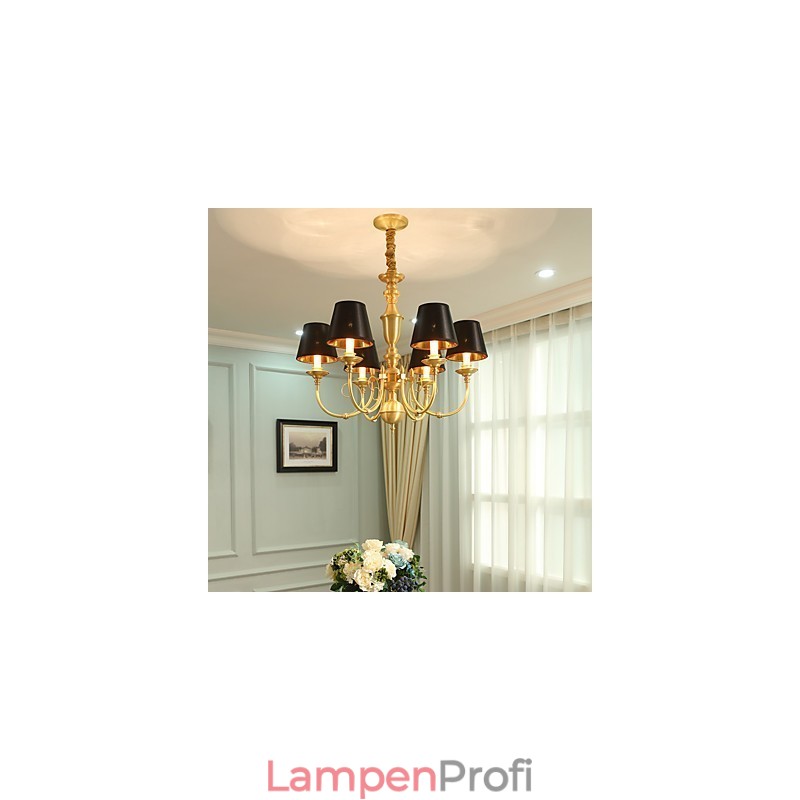 Kronleuchter, traditionell, klassisch, Landhausstil, Messing, Metall, 6 Glühbirnen