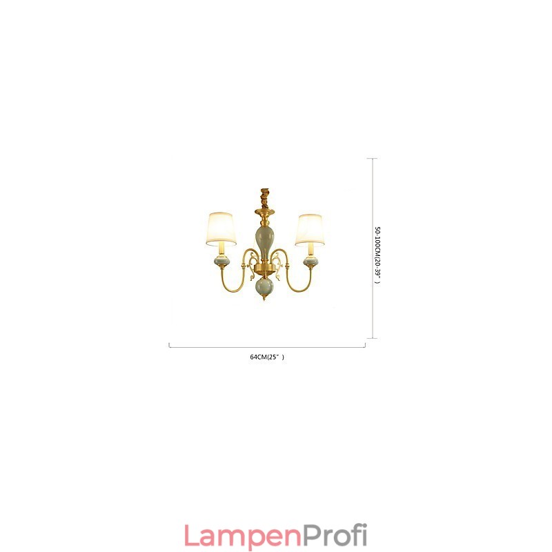 Traditionelles, klassisches Landhaus-Messing-Element für einen Kronleuchter aus Metall im Mini-Stil mit 3 Glühbirnen