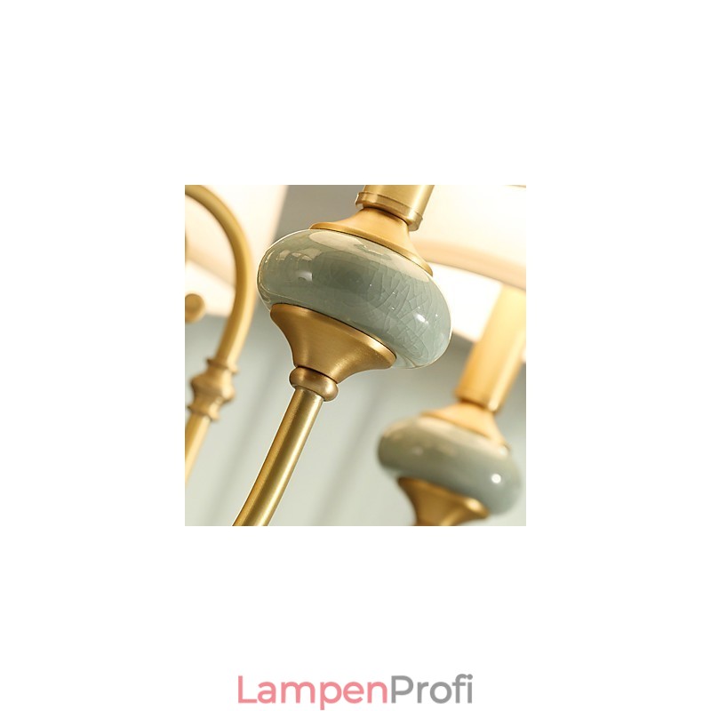 Traditionelles, klassisches Landhaus-Messing-Element für einen Kronleuchter aus Metall im Mini-Stil mit 3 Glühbirnen