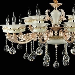 Traditioneller klassischer Kronleuchter aus Zinklegierung für Kristall im Mini-Stil aus Metall für den Innen- und Gartenbereich mit 15 Glühbirnen