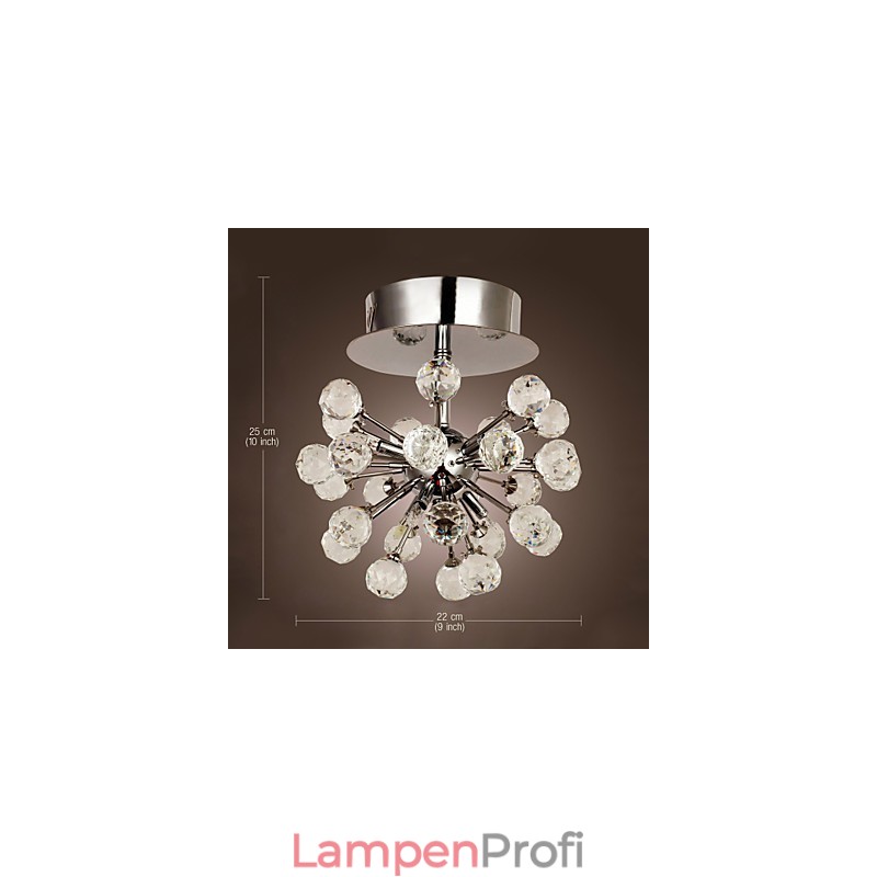 Moderne zeitgenössische Kristall Mini Stil Chrom Metall Kronleuchter Unterputz
