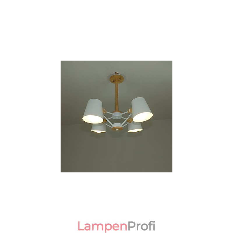 Kronleuchter aus Metall mit 4 Lichtern, mehrfarbig, Macaron-Holz, Vintage-Malerei
