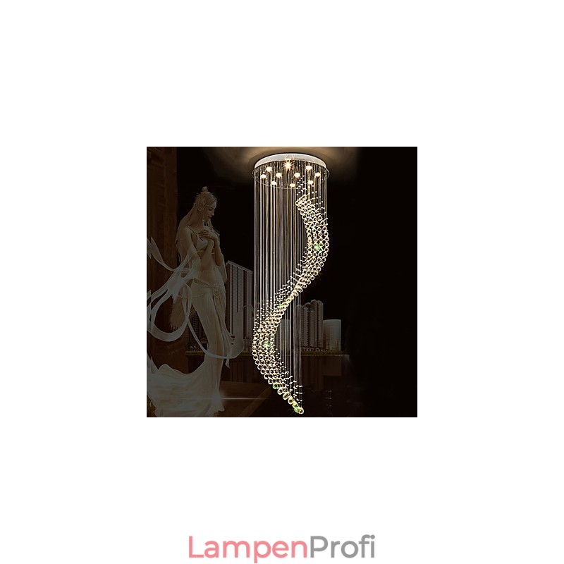 Moderne Kristall-Deckenpendelleuchte, Kronleuchter für den Innenbereich, Hängebeleuchtung für Zuhause, Kronleuchter, Lampen, Leuchten, 3 W, WARMWEISSE Glühbirnen