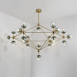 Twenty_one Light Postmoderne Pendelleuchte im europäischen Stil, Modo-Metall-Glas, für die Dekoration des Foyers, industrielle Kronleuchterlampe