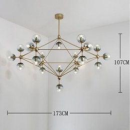 Twenty_one Light Postmoderne Pendelleuchte im europäischen Stil, Modo-Metall-Glas, für die Dekoration des Foyers, industrielle Kronleuchterlampe