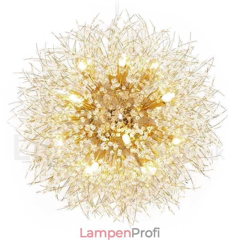 Feuerwerk Globus Löwenzahn Chrom Feature Kristall Metall Kronleuchter