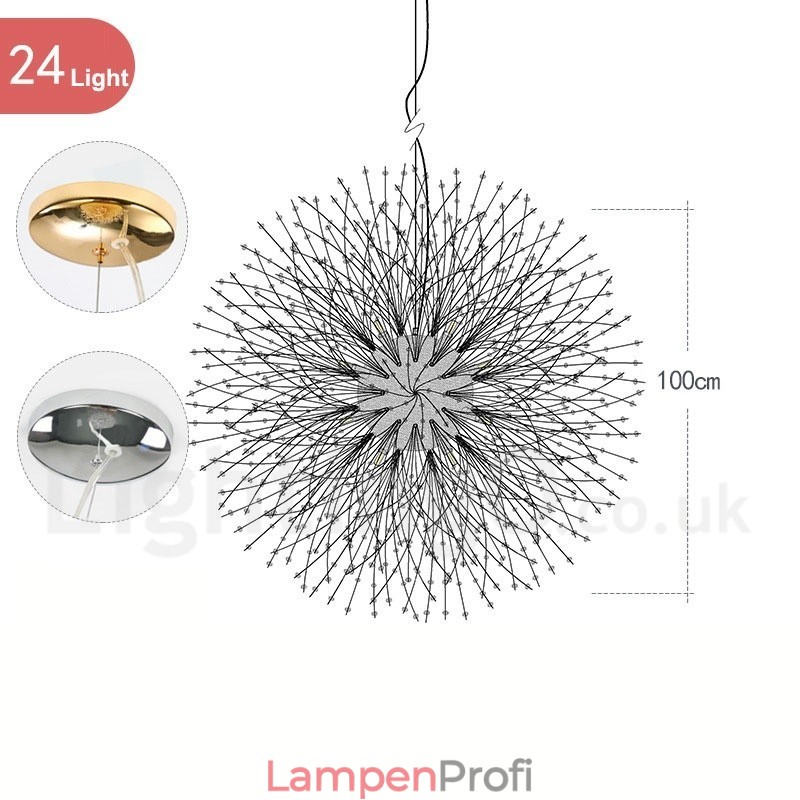 Feuerwerk Globus Löwenzahn Chrom Feature Kristall Metall Kronleuchter