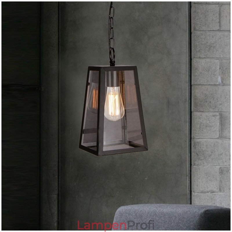 Vintage Pendelleuchte aus Metall mit Glasschirm
