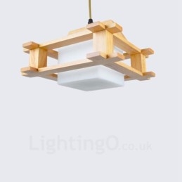 1 Licht Holz Moderne zeitgenössische Pendelleuchte im nordischen Stil mit Glasschirm