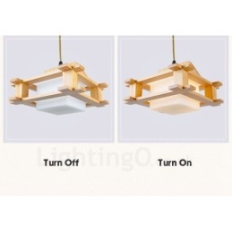 1 Licht Holz Moderne zeitgenössische Pendelleuchte im nordischen Stil mit Glasschirm