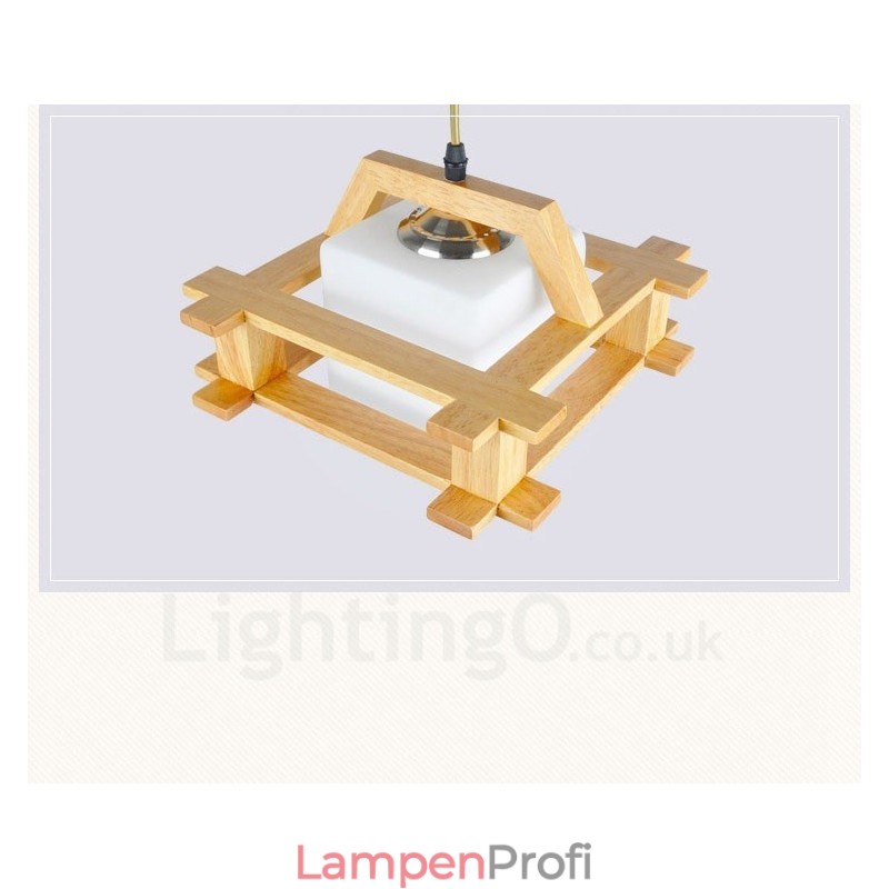 1 Licht Holz Moderne zeitgenössische Pendelleuchte im nordischen Stil mit Glasschirm