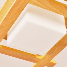 1 Licht Holz Moderne zeitgenössische Pendelleuchte im nordischen Stil mit Glasschirm