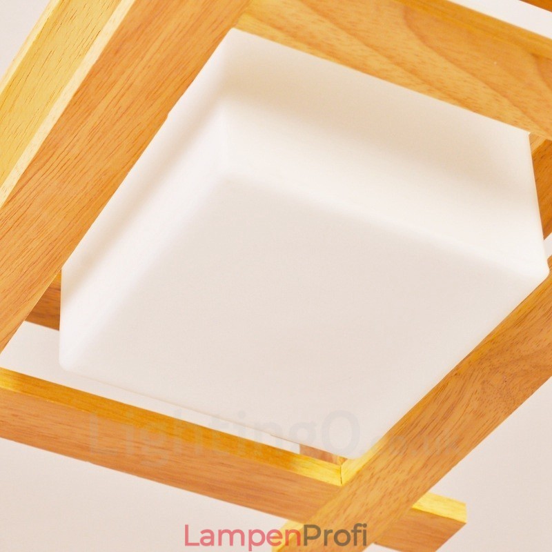 1 Licht Holz Moderne zeitgenössische Pendelleuchte im nordischen Stil mit Glasschirm