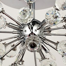 Moderne zeitgenössische Kristall Mini Stil Chrom Metall Kronleuchter Unterputz