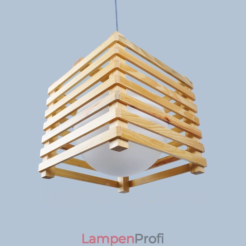 1 Licht Holz Moderne zeitgenössische Pendelleuchte im nordischen Stil mit Glasschirm