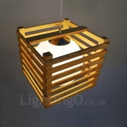 1 Licht Holz Moderne zeitgenössische Pendelleuchte im nordischen Stil mit Glasschirm