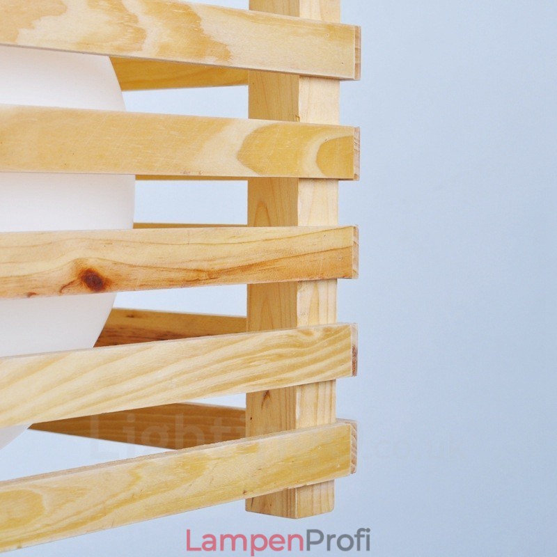 1 Licht Holz Moderne zeitgenössische Pendelleuchte im nordischen Stil mit Glasschirm