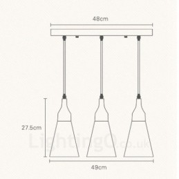 Moderne Pendelleuchte mit 3 Lichtern aus Holz und Stoffschirm