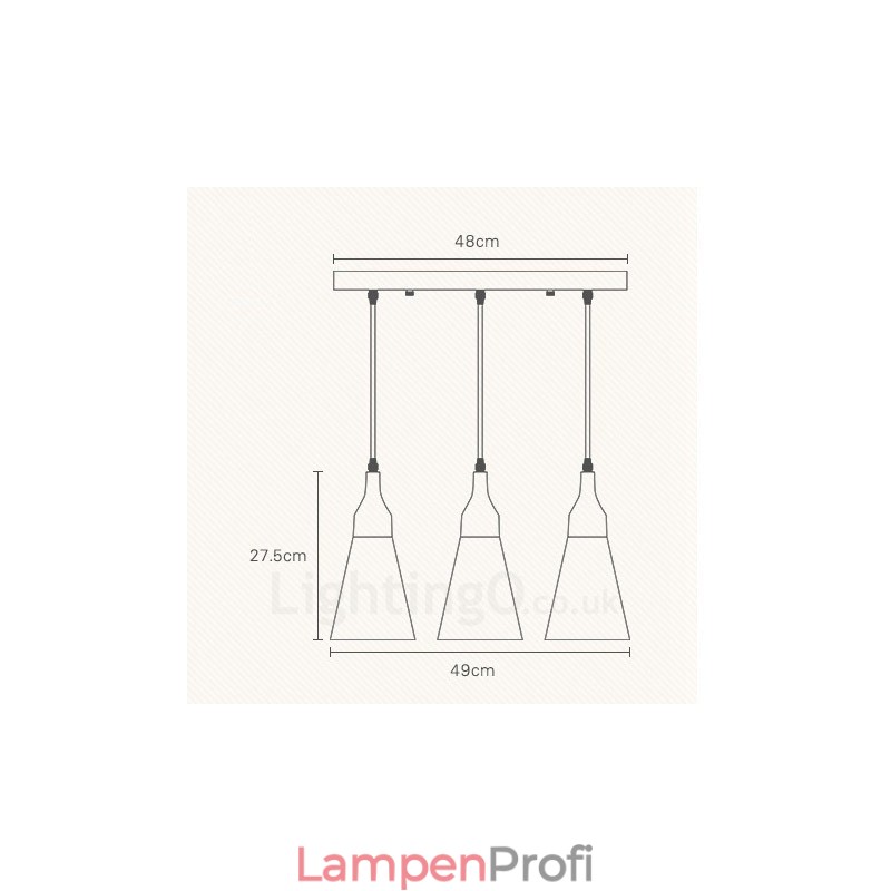 Moderne Pendelleuchte mit 3 Lichtern aus Holz und Stoffschirm