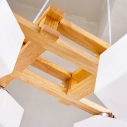 4-flammige Pendelleuchte aus Holz, modern und im nordischen Stil, mit Glasschirm