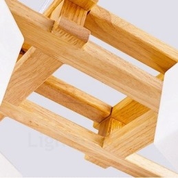 4-flammige Pendelleuchte aus Holz, modern und im nordischen Stil, mit Glasschirm